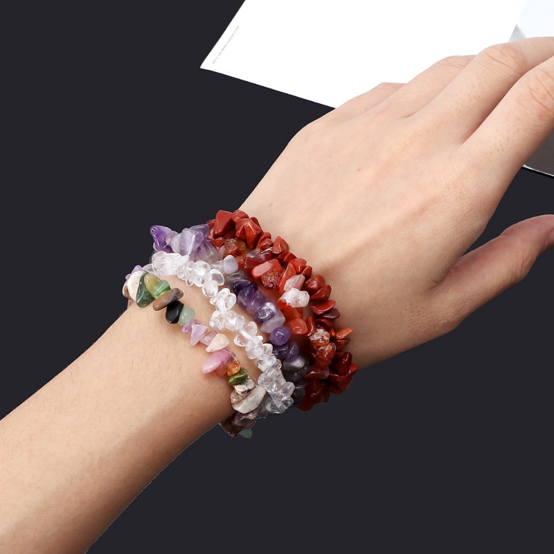 Set 5 Vòng Tay Chuỗi Hạt Đá Chakra 7 Màu Tự Nhiên