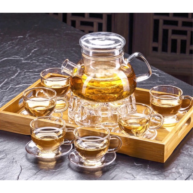 Bộ ấm chén thuỷ tinh 600ml (không kèm khay)