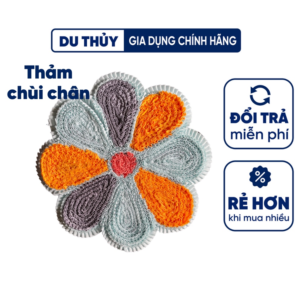 Thảm chùi chân nhà tắm hình bông hoa nhiều lớp vải xếp chồng nhiều màu sắc nổi bật của gia dụng Du Thủy