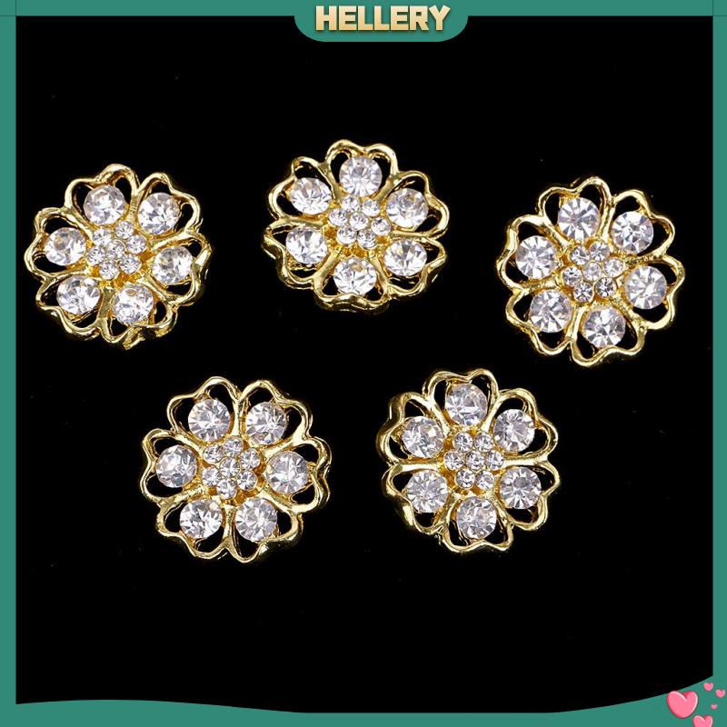 Set 5 Nút Kim Loại Hình Bông Hoa Đính Đá 20mm Trang Trí Tiệc Cưới