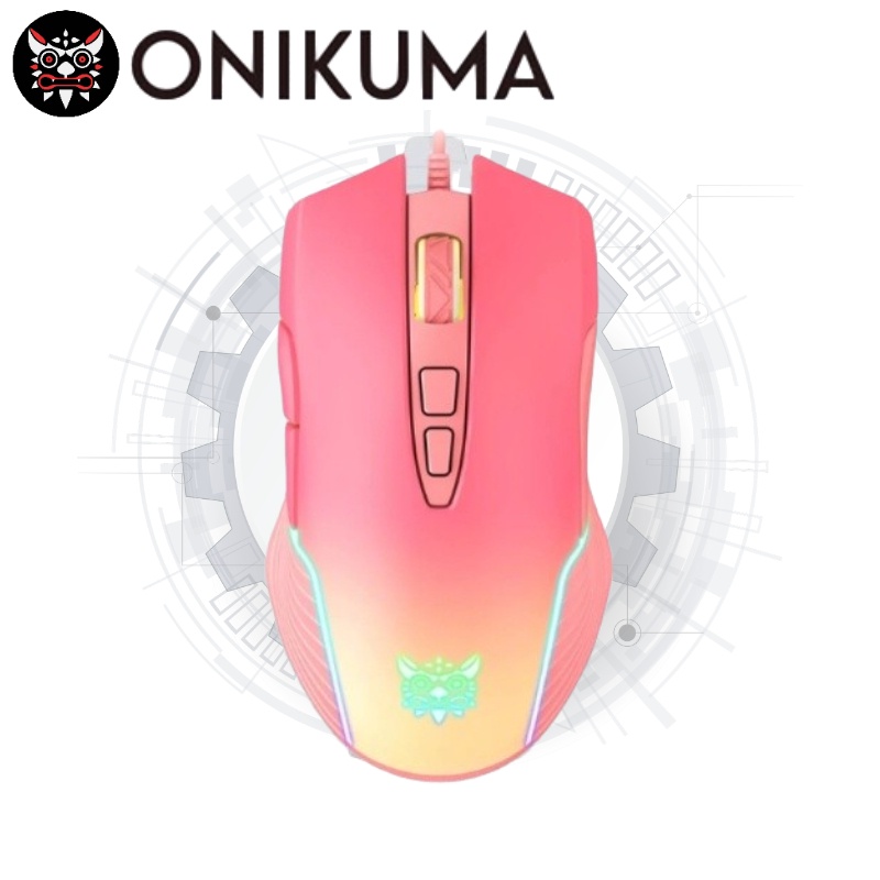 Chuột chơi game có dây Onikuma CW905 màu hồng gradient màu RGB
