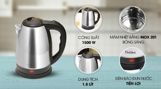 Bình đun siêu tốc Delites 1.8 lít ST18S05 Mới 100%