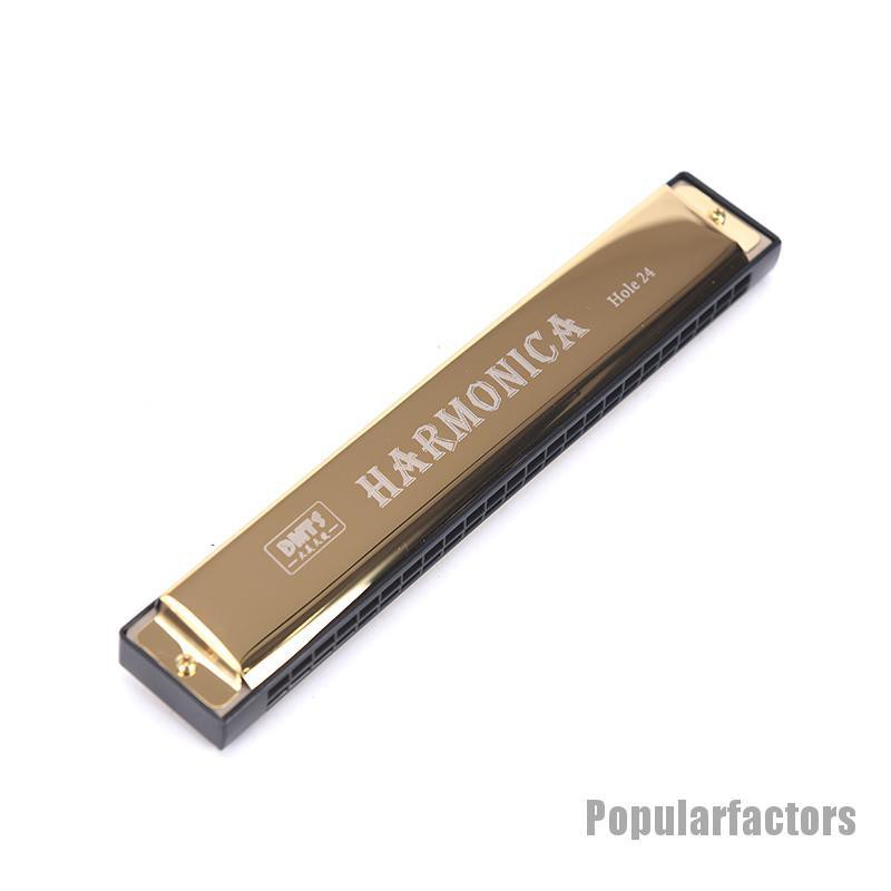 Kèn Harmonica Tremolo 24 Lỗ Thiết Kế Màu Xanh Dương