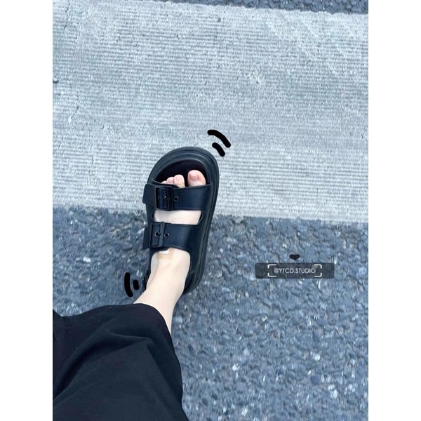 Sandal đi học quai ngang kiểu khuy vuông cài phong cách Ulzzang
