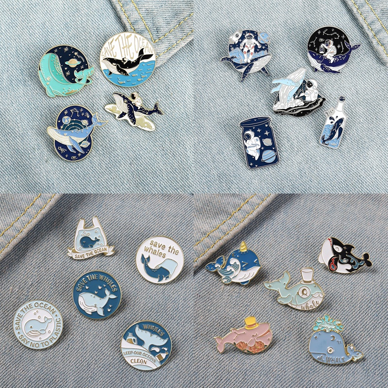 Ghim Cài Áo Hình Động Vật Biển / Phi Hành Gia / Cá Mập / Cá Voi / Cá Voi Bảo Vệ Hộ Mệnh Cho Bạn Bè 50 Kiểu