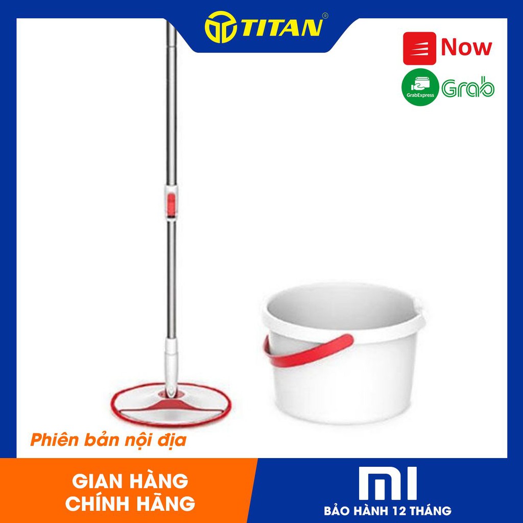 Bộ cây lau nhà thông minh  XIAOMI Yijie Rotary Mop Set YD-02 Red Gray Cloth