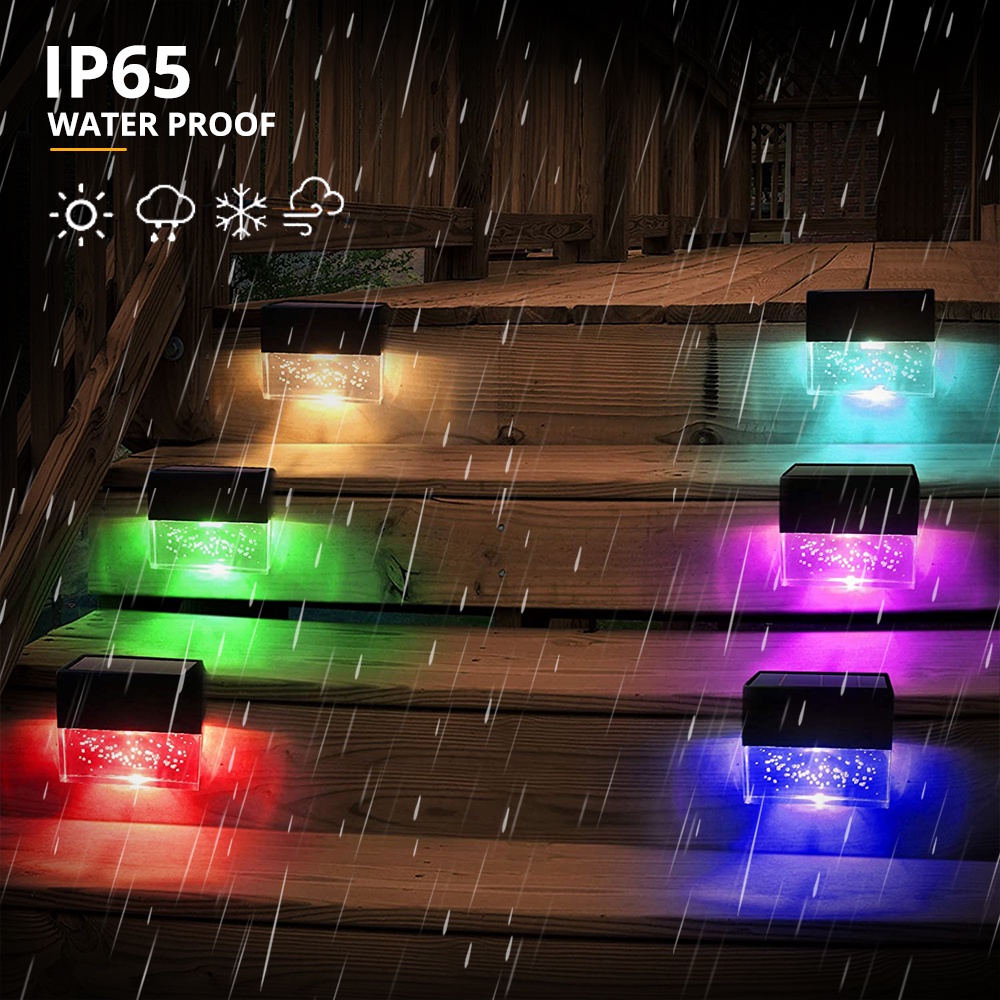 Đèn LED Năng Lượng Mặt Trời Chống Thấm Nước Ánh Sáng Trắng Ấm Thay Đổi Màu Sắc Dành Cho Hàng Rào