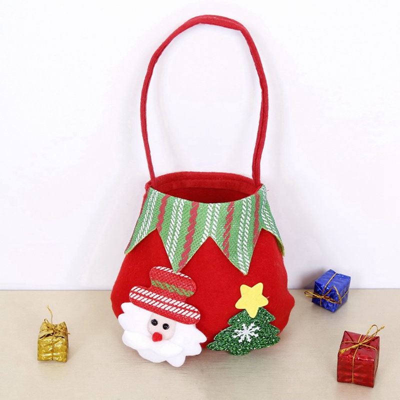 Túi Tote Đựng Kẹo Giáng Sinh Bằng Vải Không Dệt Hình Ông Già Noel Người Tuyết Tuần Lộc Sáng Tạo Cho Trẻ Em