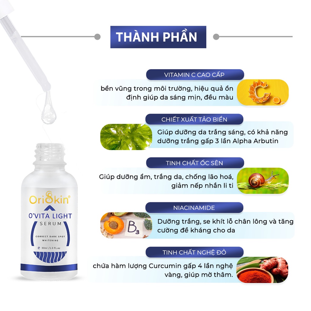 [Chụp Thật Chính Hãng] Serum Mờ Thâm Trắng Da Kiềm Dầu Se Khít Lỗ Chân Lông Oriskin O’vita Light Ser