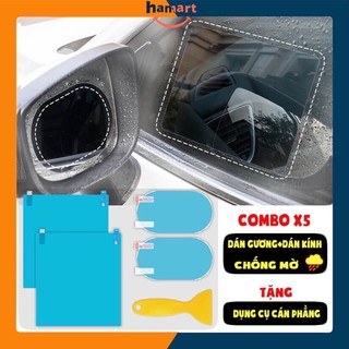 Bộ 4 miếng dán chống bám nước mưa, 2 miếng dán kính (200*175mm), 2 miếng dán gương chiếu hậu (145*100mm)