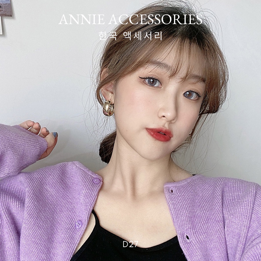 Bông tai tròn mạ vàng cá tính dành cho nữ ANNIE - D27