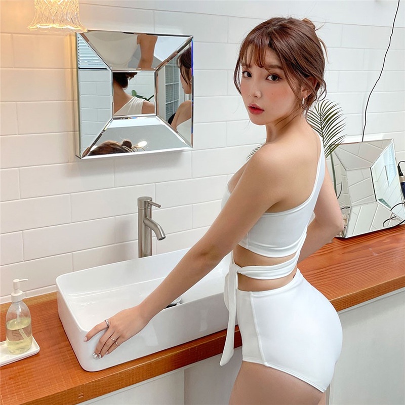 Bikini 2 mảnh vắt vai đồ bơi đi biển bigsize liền thân kín đáo sexy Hàn Quốc cạp cao nâng ngực váy hở lưng 2618 DK7T502