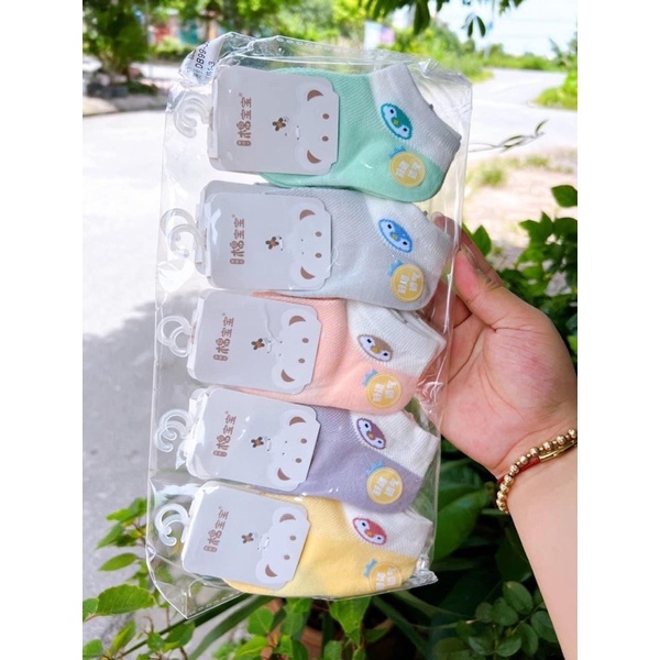 Set 5 đôi vớ cổ thấp giữ ấm bàn chân cho bé gái bé trai từ 0-3 tuổi