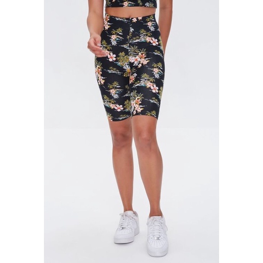 biker F21 [Leaf Print Biker Shorts]