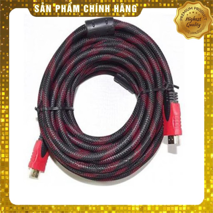 Dây cáp HDMI tròn 3m (Xả Kho) Dây cáp hdmi bọc dù bền bỉ chống nước dẻo dai (Đen phối đỏ).DHT4