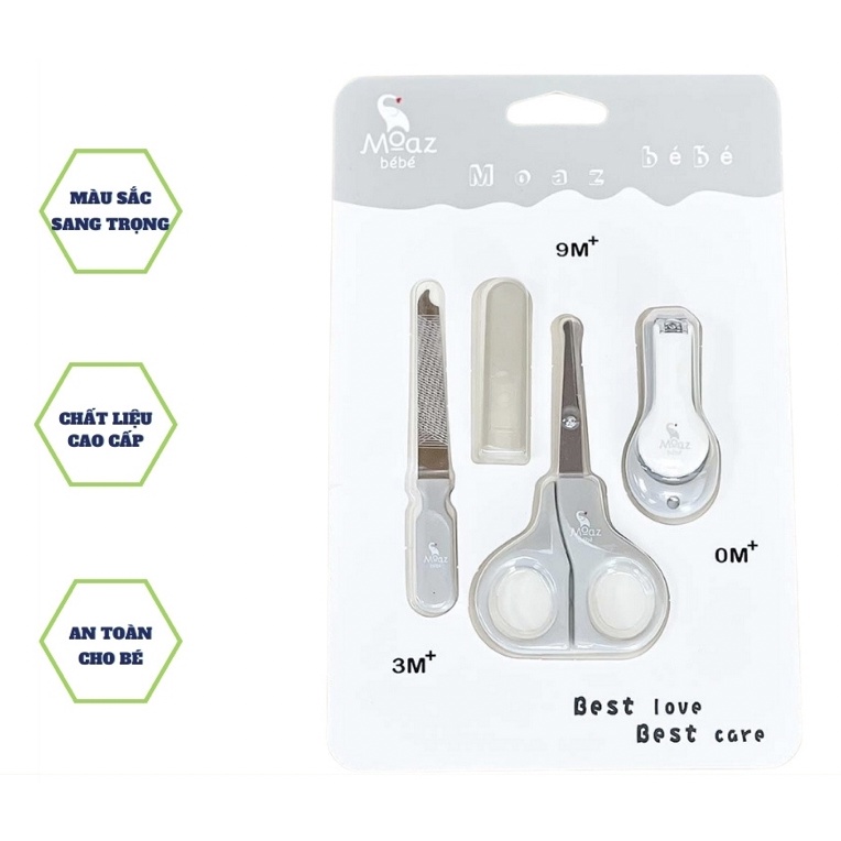 Bộ cắt móng tay Moaz Bébé cho bé, bộ bấm móng an toàn vệ sinh cho bé
