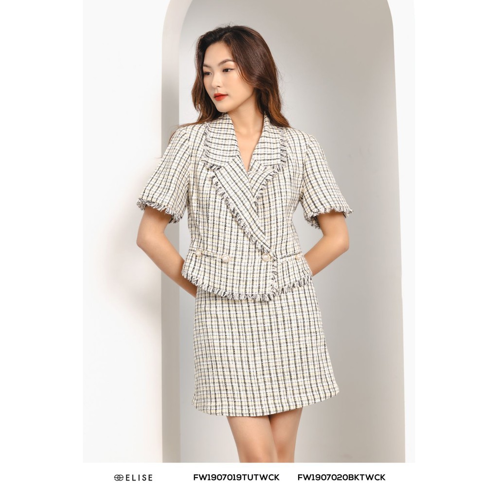 [Mã FAMALLT5 giảm 15% đơn 150k] Vest dạ kẻ cúc thiết kế thiết kế Elise