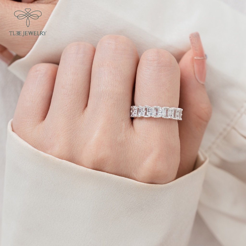 Nhẫn bạc nữ TLEE bản to đính full đá sang trọng NCJ A0178