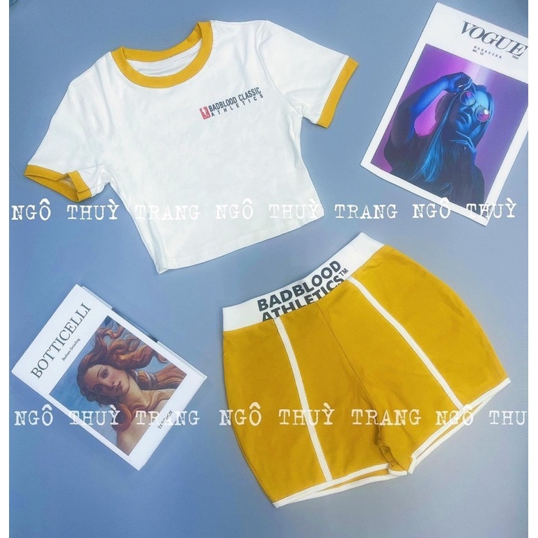 Set thun thể thao croptop viền