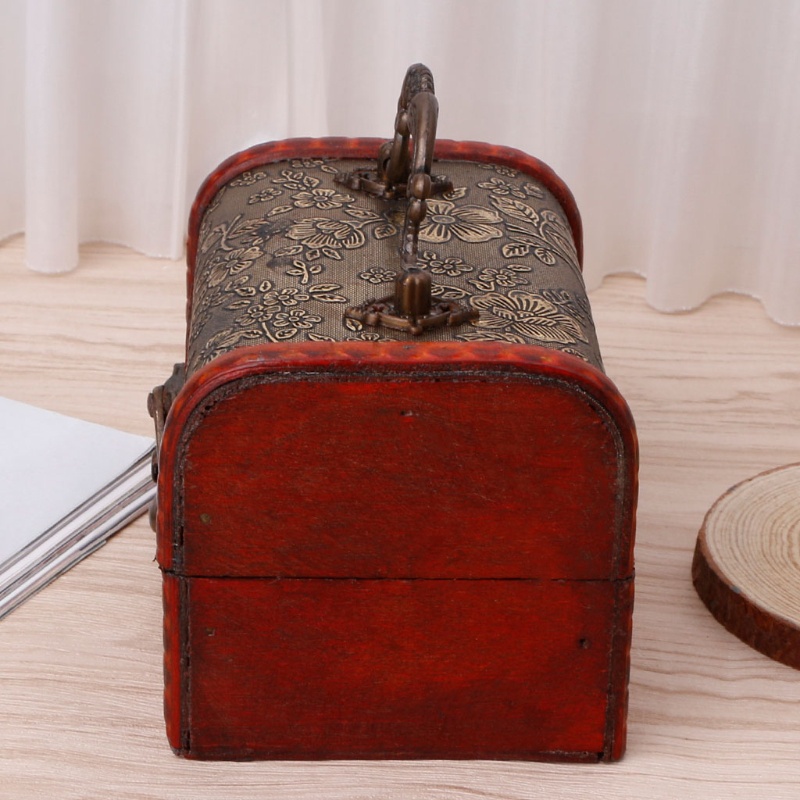 Hộp đựng trang sức có khóa cài bằng gỗ handmade phong cách vintage nhỏ gọn