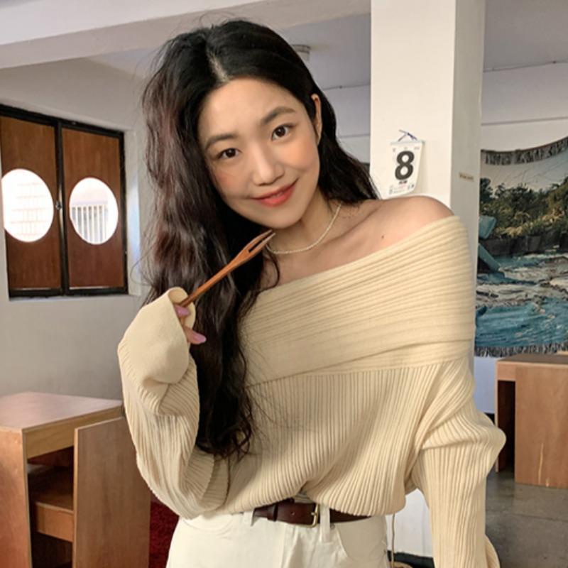 Áo len kiểu tay dài cổ trễ vai cao phong cách Hàn Quốc mới thời trang dành cho nữ | WebRaoVat - webraovat.net.vn