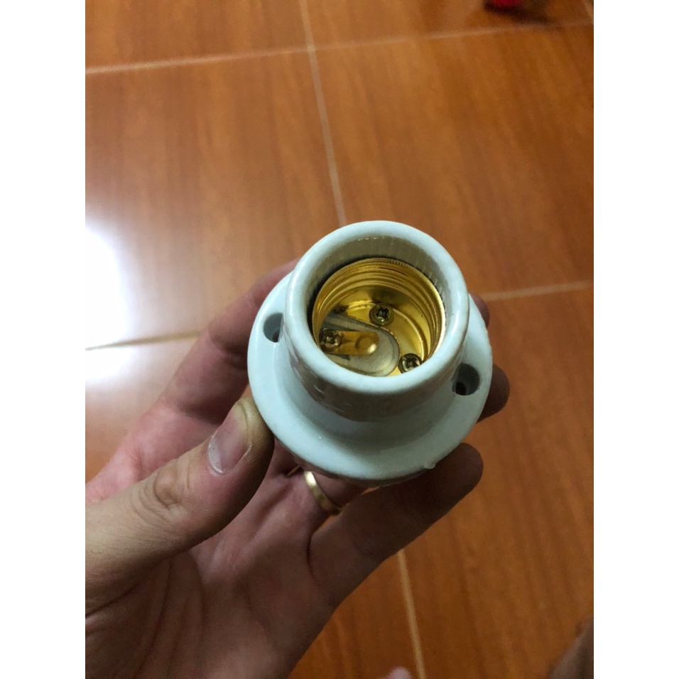 đui đèn sứ E27 sử dụng cho bóng đèn, chịu nhiệt cao, chống cháy, sử dụng cho bóng đèn sưởi, bóng sợi đốt công suất lớn