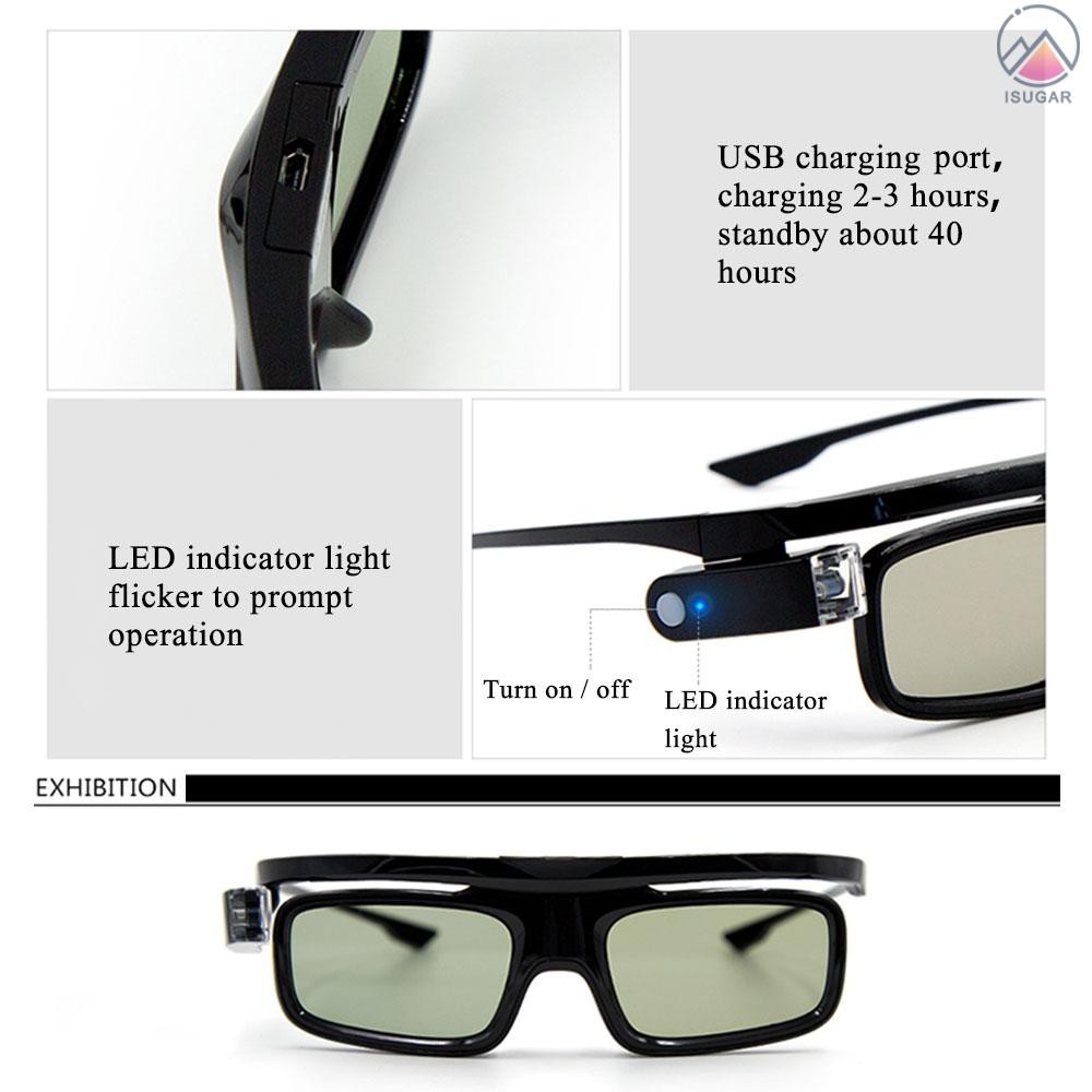 GL1800 Projector 3D Glasses Active Shutter Rechargeable DLP-Link for All 3D DLP Projectors Optama Ac