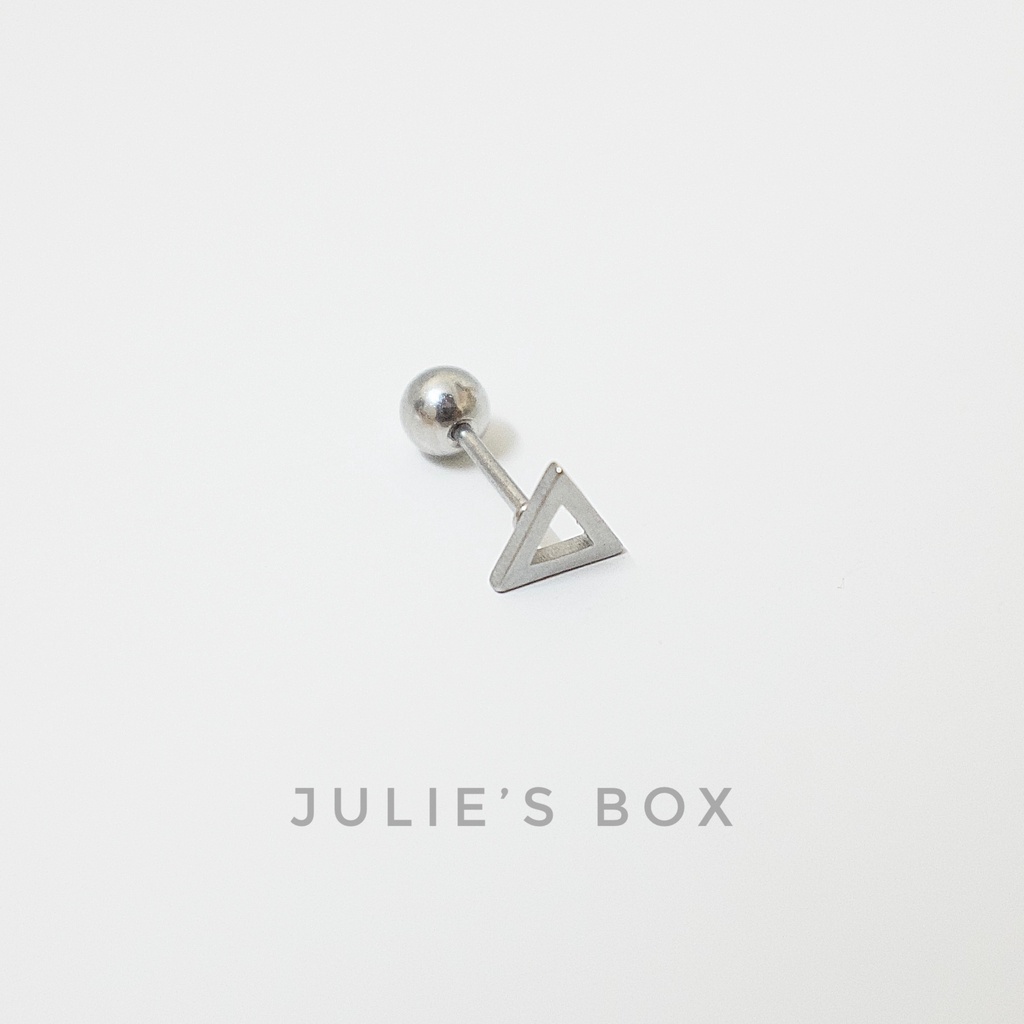 [1 Chiếc] Khuyên Tai Titan Unisex Hình Tam Giác Rỗng Bi Tròn Không Gỉ Sét Không Ngứa Bông Tai Julies Box 66