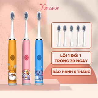 Bàn chải điện cho bé Sonic X5, Máy đánh răng trẻ em thế hệ mới 5 chế độ thông minh lông bàn chải mềm tặng 3 đầu bàn chải