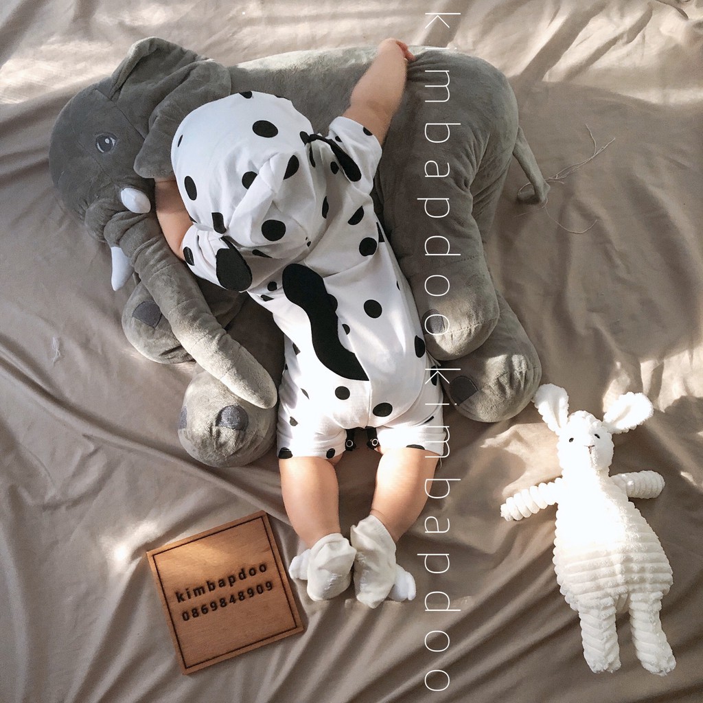 Bộ Bodysuit Đùi Liền Nón Dây Kéo Cao Cấp Hình Chó Đốm Cho Bé - Mihababy - BDSDUILIENNON_CHODOM