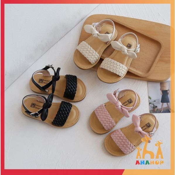 Sandal quai đan ngang cho bé gái phối nơ dễ thương chính hãng MG Baby siêu mềm nhẹ đế chống trơn trượt V732