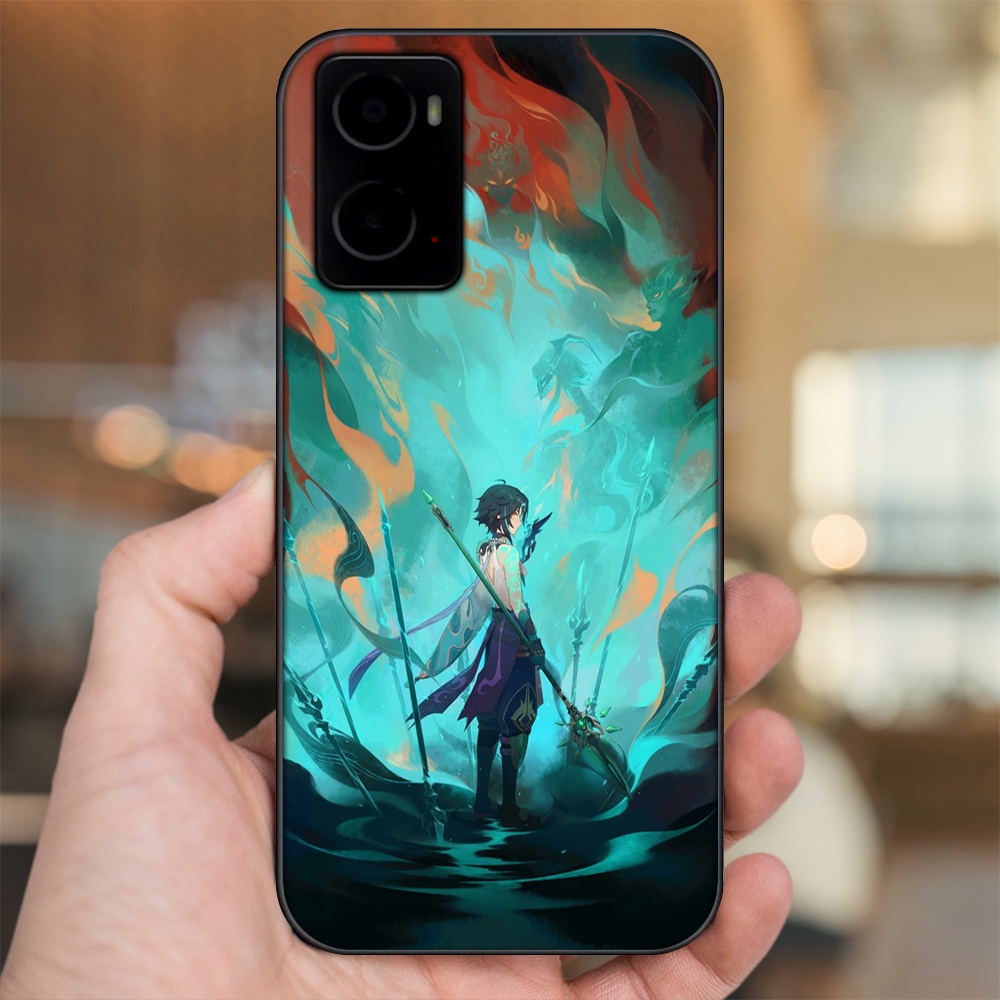 Ốp lưng Oppo A76 viền đen in hình Xiao Genshin Impact