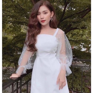 VÁY CÔNG CHÚA,ĐẦM THIẾT KẾ TAY BỒNG ĐÍNH NGỌC CỔ VUÔNG HÀNG BAO CHẤT QC L1