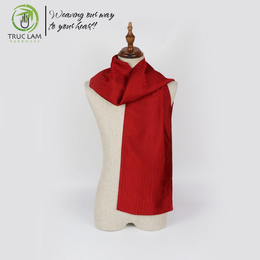 Khăn Choàng Nam Thời Trang Cao Cấp Hai Lớp Vải 70% Silk 30% Rayon Họa Tiết Chữ Triện - Trúc Lâm Handmade