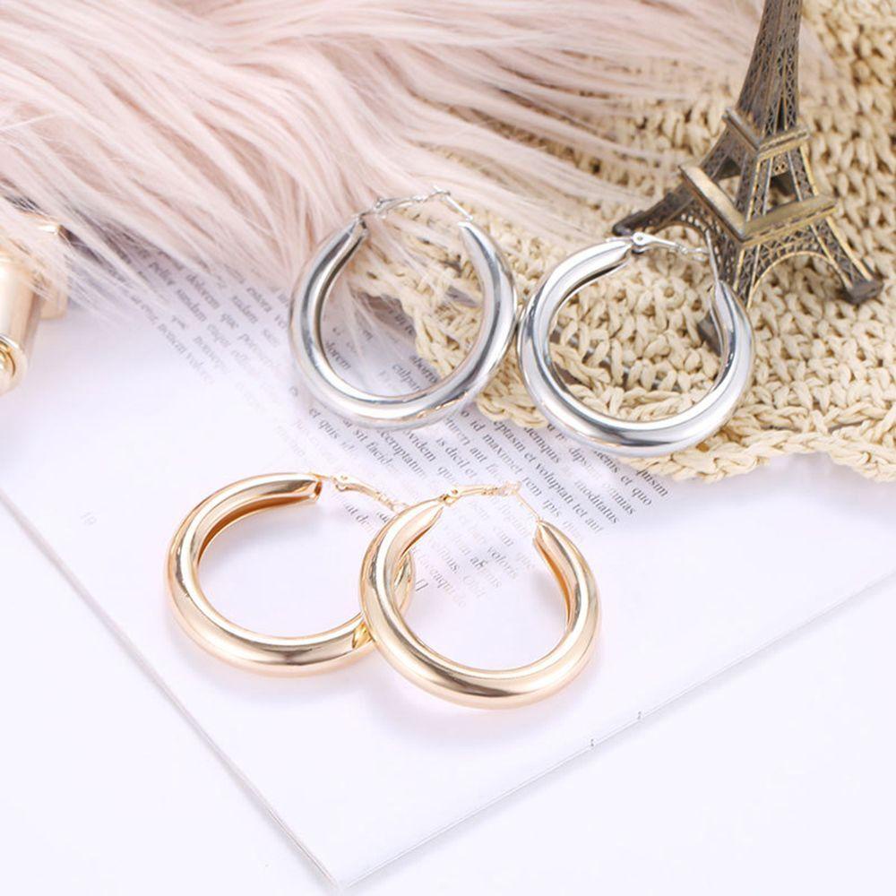 Bông Tai Tròn Bằng Kim Loại Phong Cách Rock MXMUSTY|Vòng Tròn Hợp Kim Màu Sắc Tối Giản Thời Trang