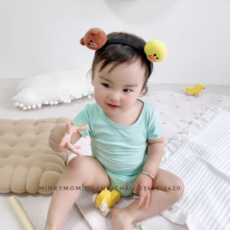 [Màu 1-8] Bộ Cộc Thun Gân Nằm Điều Hòa MINKYMOM QUẢNG CHÂU