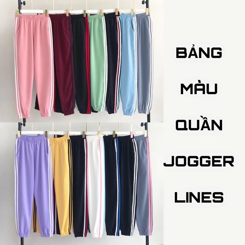 quần bom chun gấu thể thao 2 sọc nhiều màu jogger lines