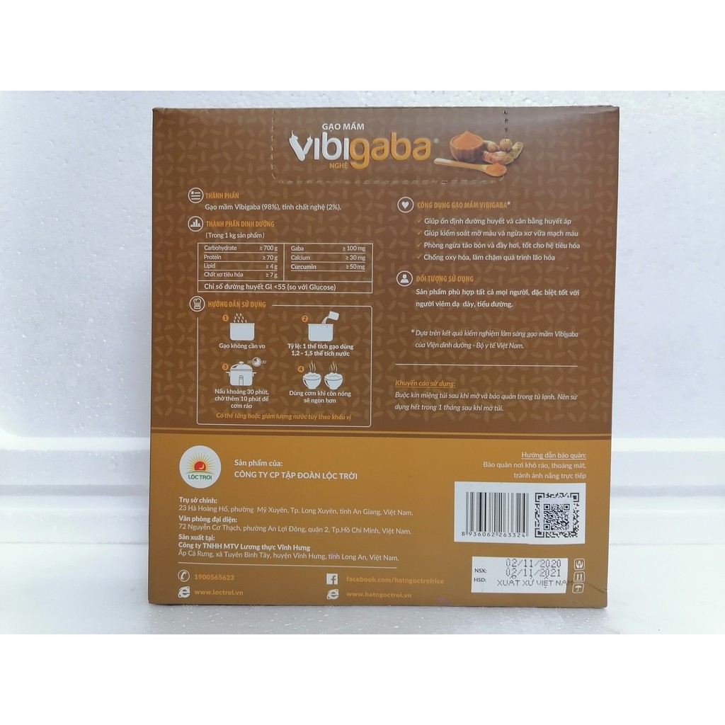 Gạo mầm nghệ LỘC TRỜI Vibigaba Germinated Rice with Turmeric 1kg