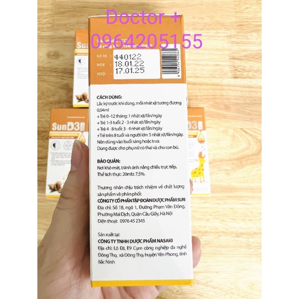 Vitamin D3 cho trẻ sơ sinh dạng xịt SUND3 GOLD