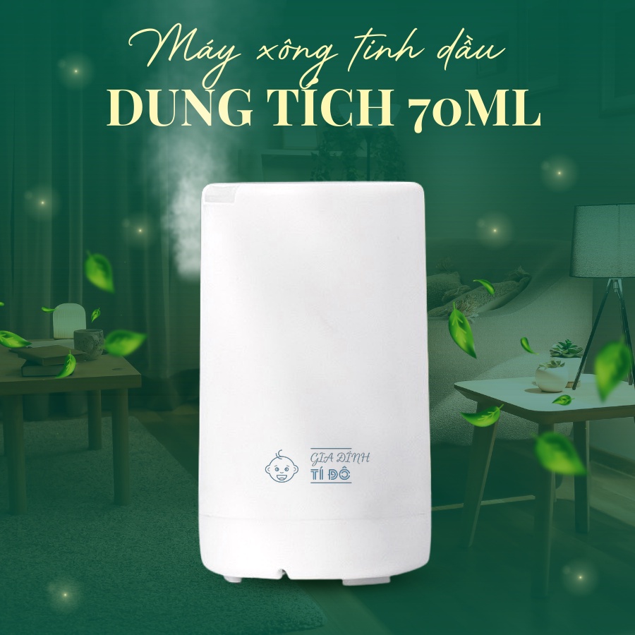 Máy Xông Tinh Dầu, Phun Sương Nano Dùng Cho Ô Tô, Phòng Ngủ Nhỏ, Bàn Làm VIệc có Đèn Led 7 Màu Dung Tích 120ml