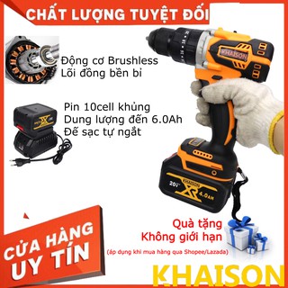 Máy khoan pin đa năng Khaison đầu 13mm không chổi than (màu cam)
