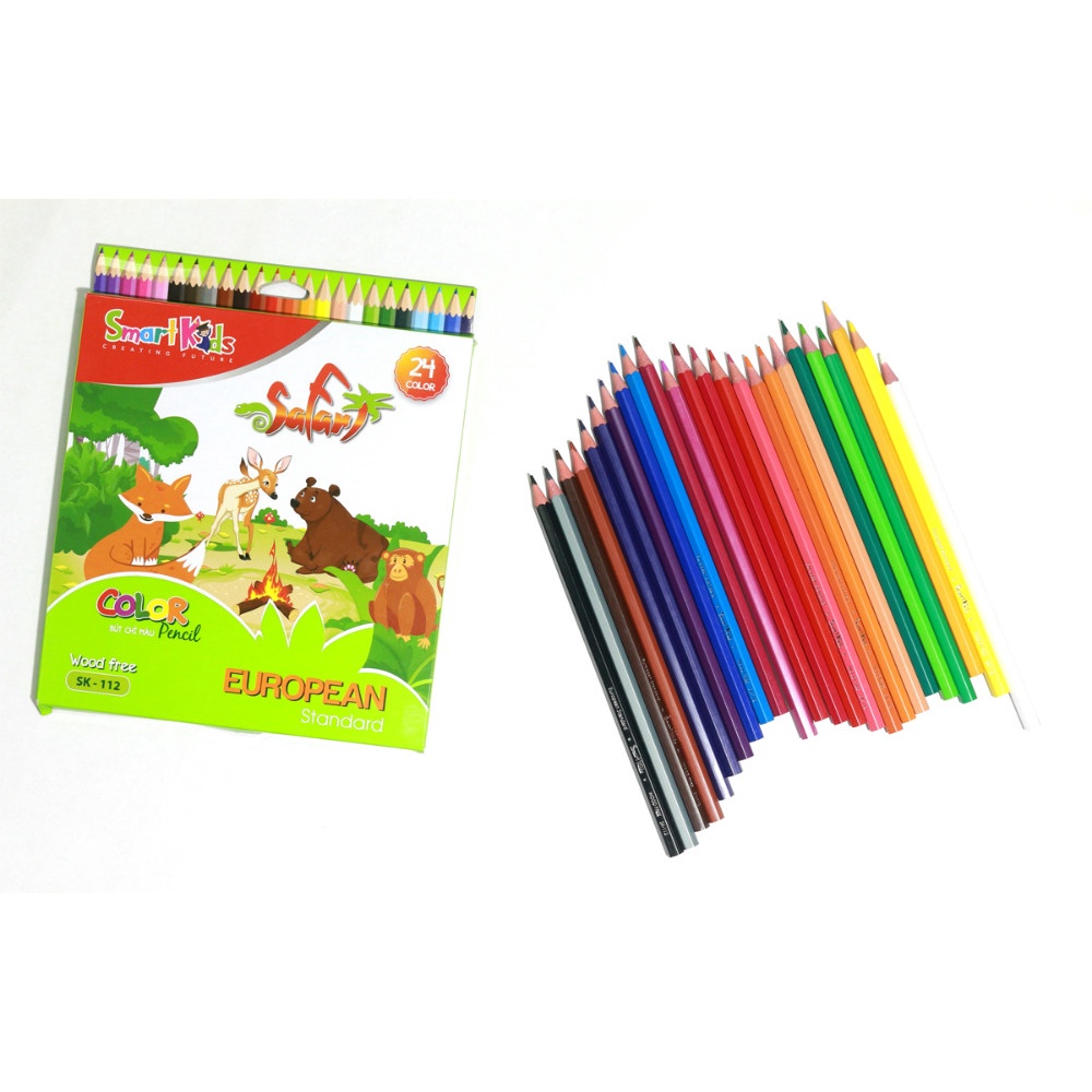 BÚT CHÌ MÀU 12 màu / 24 MÀU WOOD FREE Smart Kids SK-112