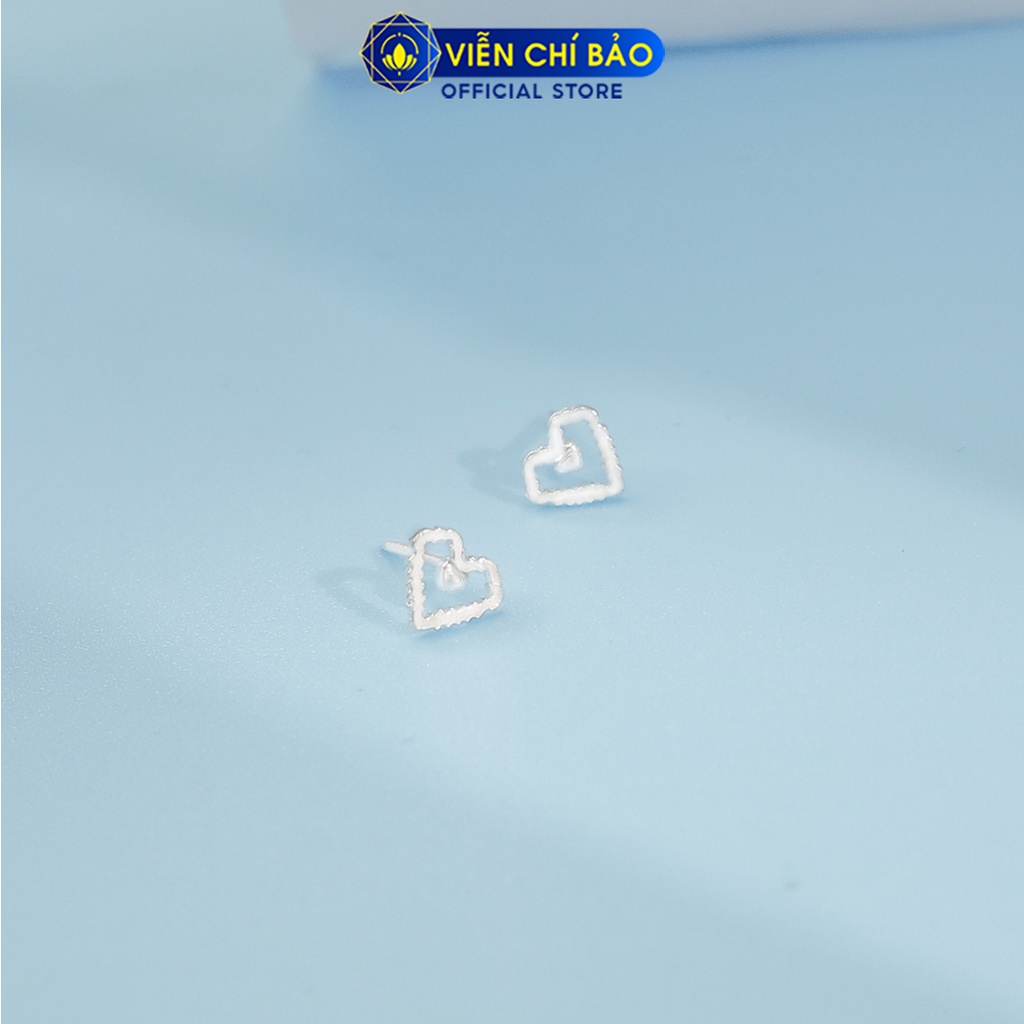 Bông tai bạc nữ hình trái tim hở chất liệu bạc 925 thời trang phụ kiện trang sức nữ thương hiệu Viễn Chí Bảo E072