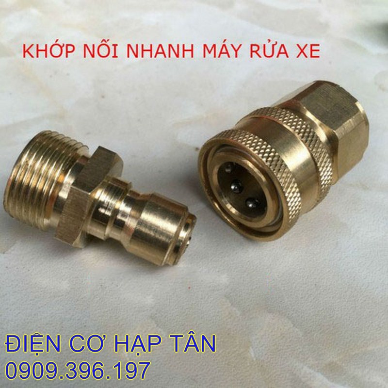 BỘ NỐI NHANH ĐỒNG THAU 22MM - ĐẦU RA -CHO MÁY RỬA XE