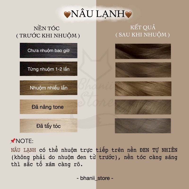 Thuốc nhuộm tóc Nâu Lạnh KHÔNG TẨY bhanii store