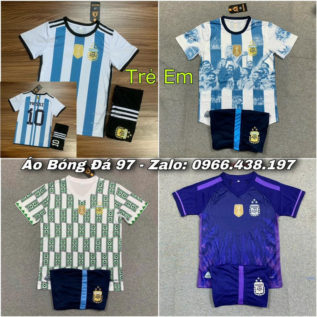 Áo Bóng Đá, Áo Đá Banh Trẻ Em Đội Tuyển Argentina WC 2022/2023 - Vải Mè Thái Cao Cấp