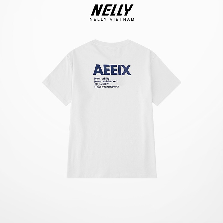 Áo thun tay lỡ NELLY 100% cotton 4 chiều dáng unisex form rộng in hình aeeix mã N0007