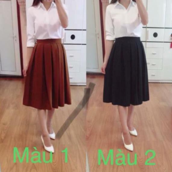 BÁN SỈ CHÂN VÁY XẾP LY DÀI ( dài váy 67cm) có video quay