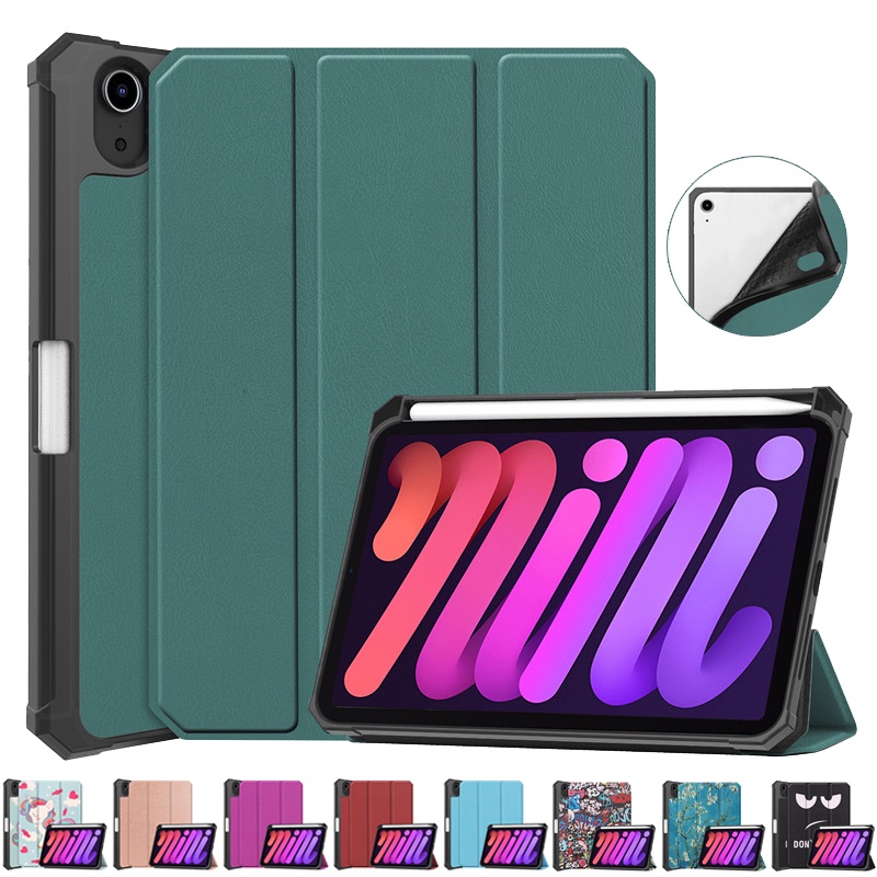 Ốp điện thoại chất liệu TPU phối da PU chống sốc có ngăn đựng bút cho iPad mini 6 mini6 2021 iPad mini 6