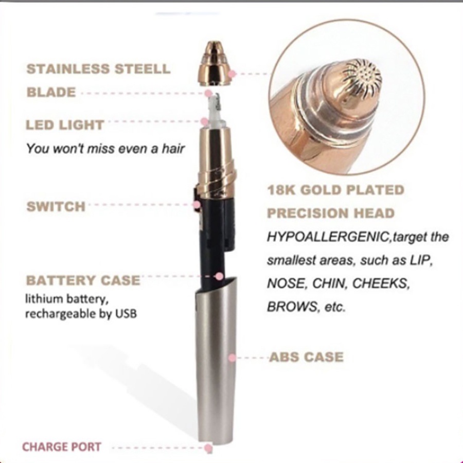 Bút tỉa lông mày-Máy tỉa lông mày làm đẹp cho chị em, sạc điện với lưỡi cạo 360 đa năng tạo kiểu chân mày A2 theo ý muốn